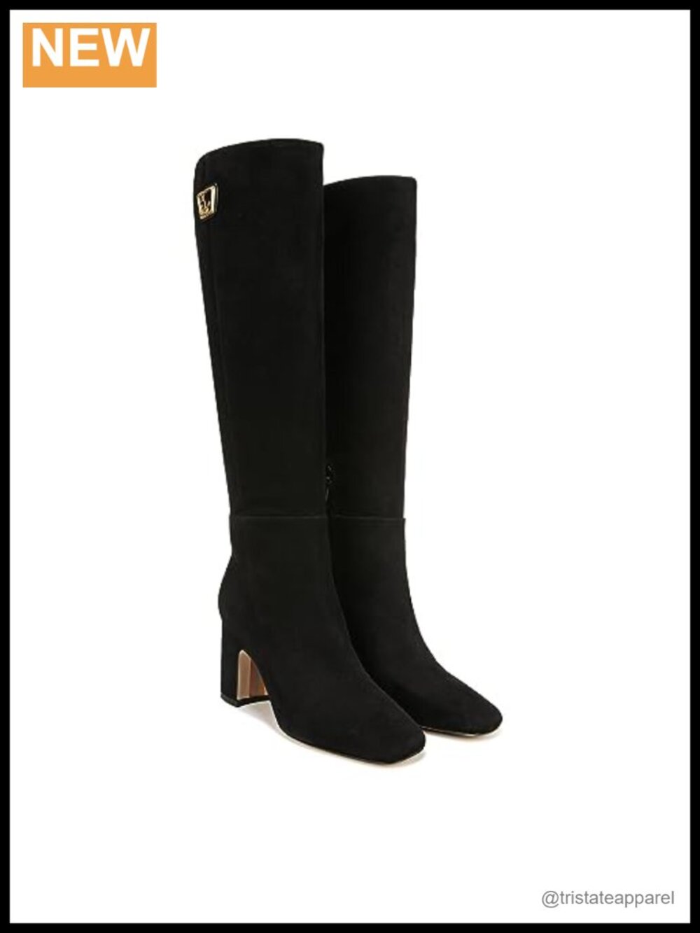 Knee High Stacked Heel Shearing Boots Women Square Toe Zip Closure